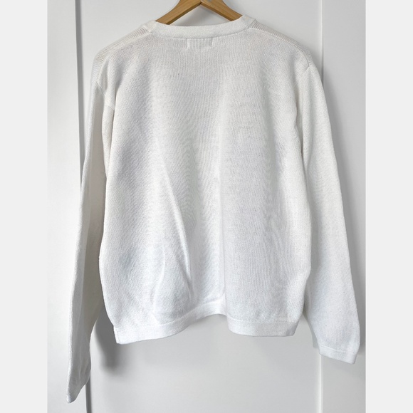 Tabi International Vintage White Floral Knit Cotton Button Up Cardigan - Picture 7 of 9